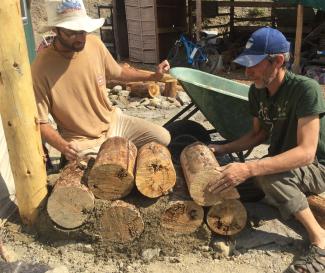 First level of cob and cordwood